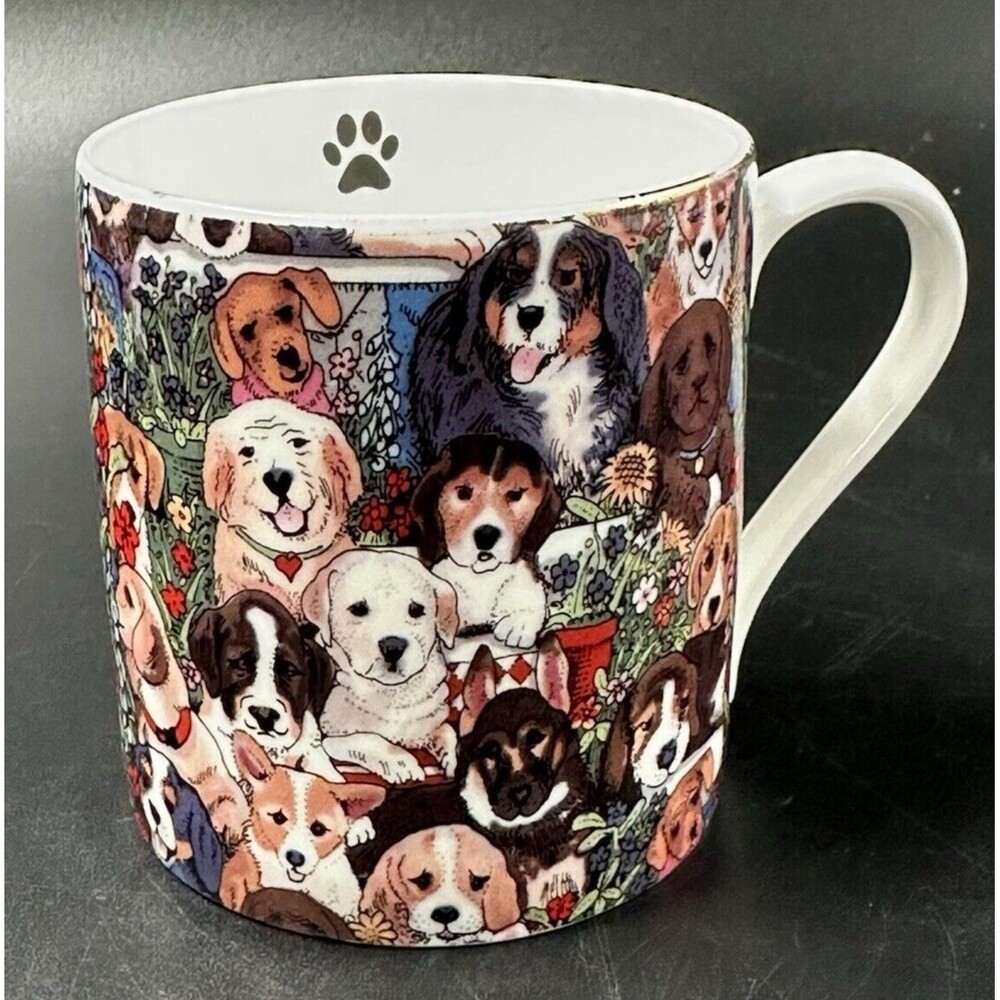 Halcyon Days Dogs Leave Pawprints Bone China Mug made in England